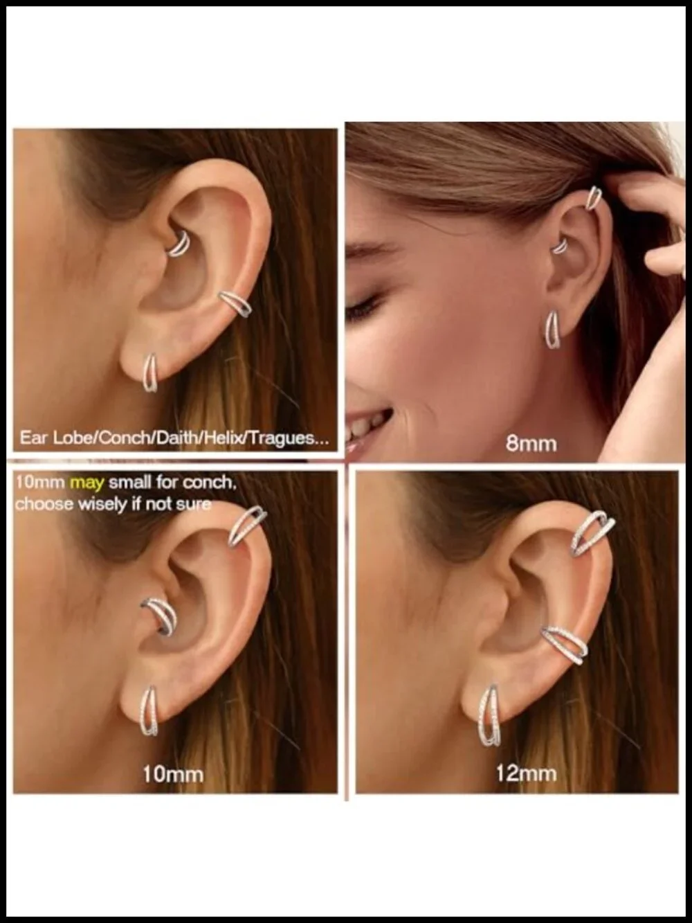 G23 Titanium Nose Rings Hoops 16G 18G 20G Double Hoop Septum Cartilage Earrings